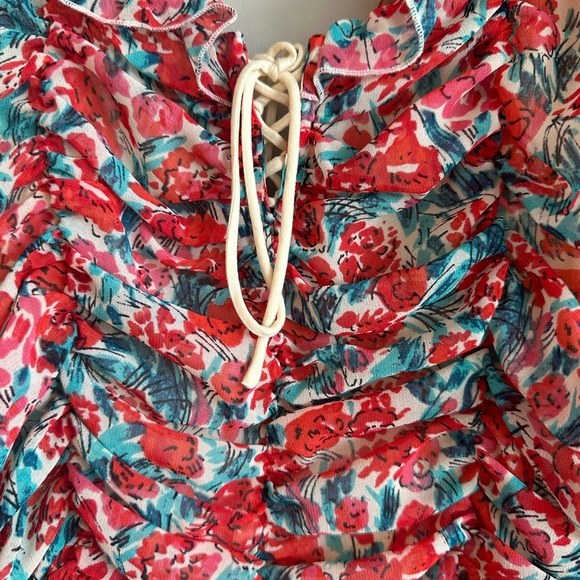 Free People Floral Ruched Top with Wide Sleeves - Picture 2 of 6